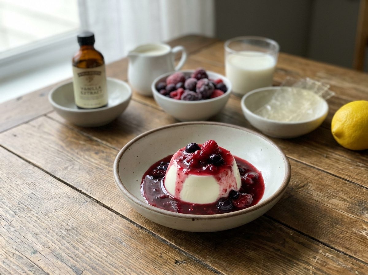 Panna cotta alla vaniglia con coulis di frutti rossi